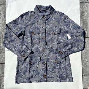 Lands’ End Blue Patterned Knit Shacket Lightweight Jacket Floral Women's XS NWT